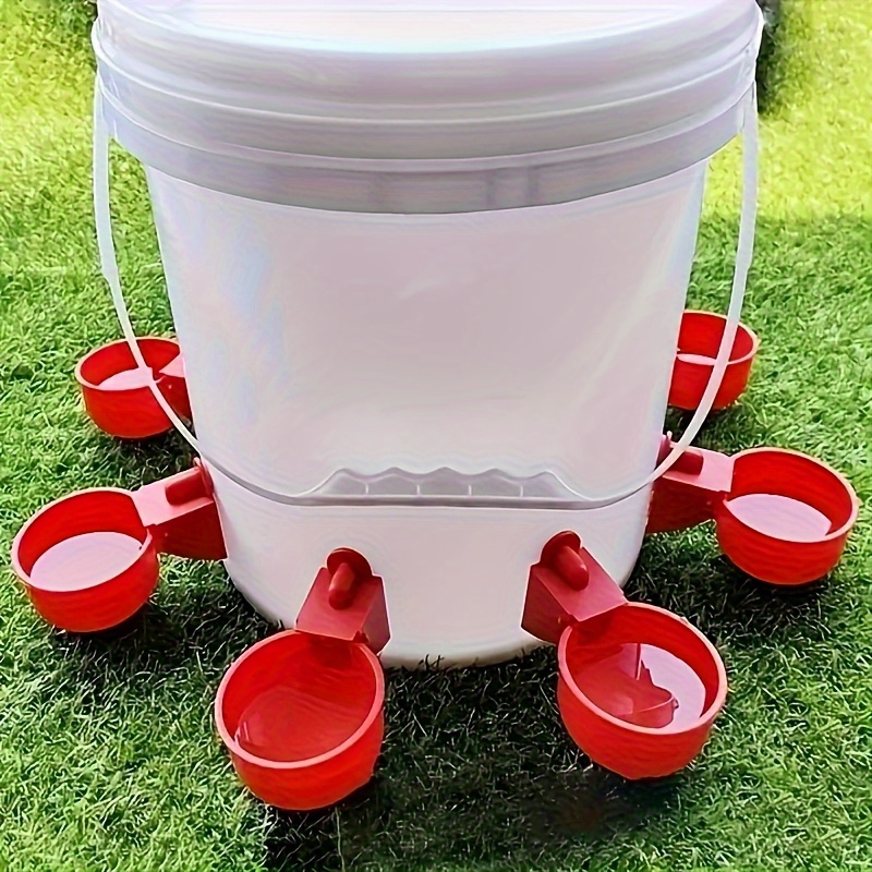 Chicken Nipple Drinker - 5個セット自動家禽給水器セット、赤いプラスチック製鶏用給水器システム - アヒル、ガチョウ、七面鳥、ウサギ用自動給水器セット、電気不要