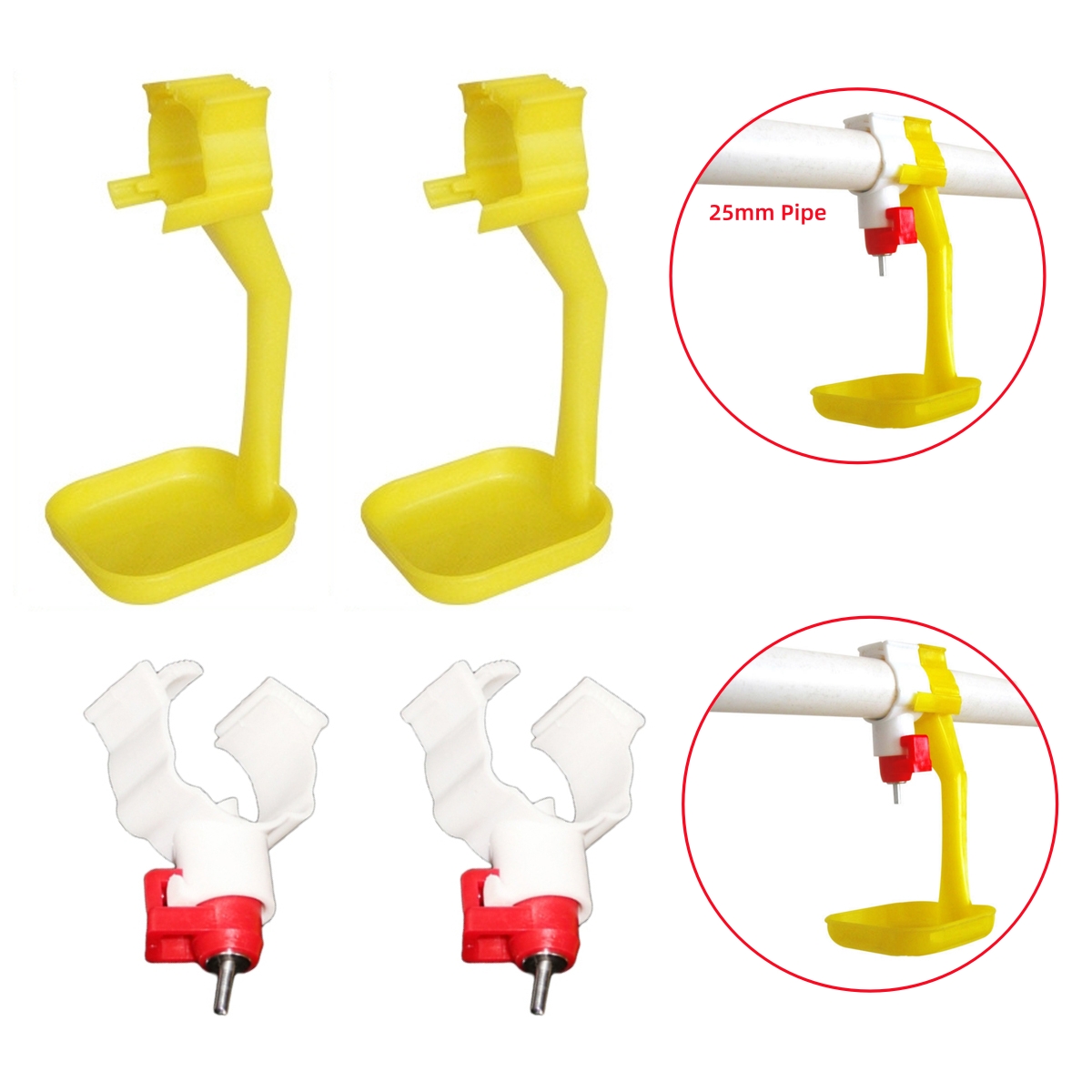 Chicken Nipple Drinker - 40個の鶏・鴨用吊り下げカップと25mmパイプ吊り下げ式給水器、家禽用ウォーターボウル、ニップルドリンカー、給餌器、家禽用品