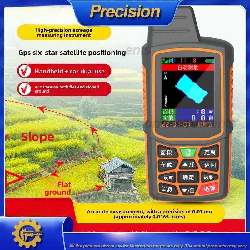 Precision Farming In Agriculture - 2026年型ハンドヘルドGPS面積測定器 高精度6衛星追跡 農場圃場測定ツール 農業車両用