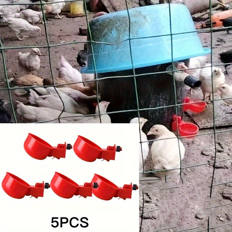 5個セット自動家禽給水器セット、赤いプラスチック製鶏用給水器 - Chicken Nipple Drinker のレビューと価格
